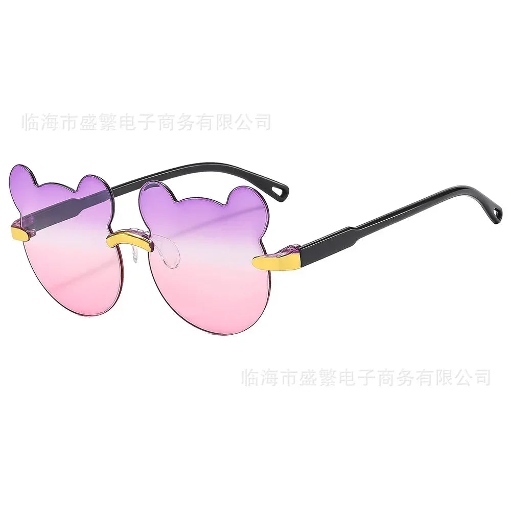 Kids Sun Sunglasses Bear Shape Children Glasses Trendy Girls Cartoon Eyeglasses Shades Driver Anti-Glare Boys Cartoon Sunglasses