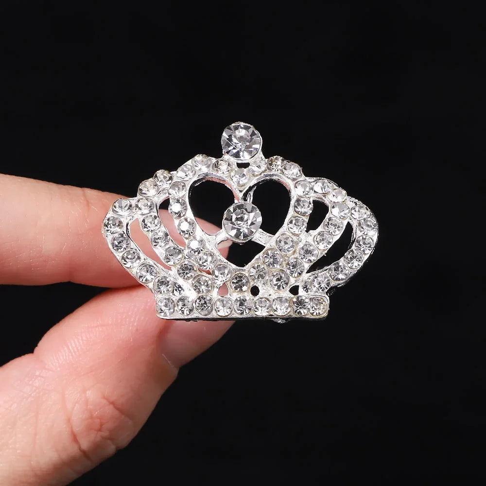 1Pcs 1.5'' Crystal Princess Crown Comb Girls Kids Rhinestone Tiara Hair Clips Costume Accessories Birthday Party Headwear Gifts