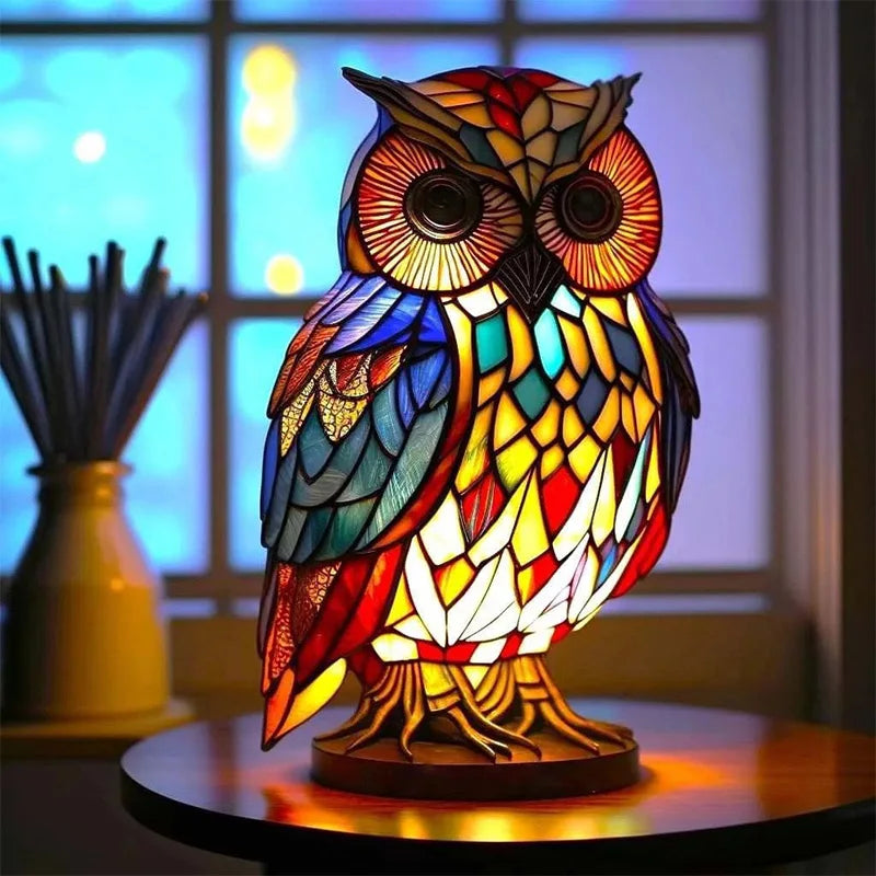 15cm Animal Resin Stained Glass Table Lamp Ornament Mermaid Sheep Owl Sea Turtle Lion Cat Whale Dragon Home Ornament