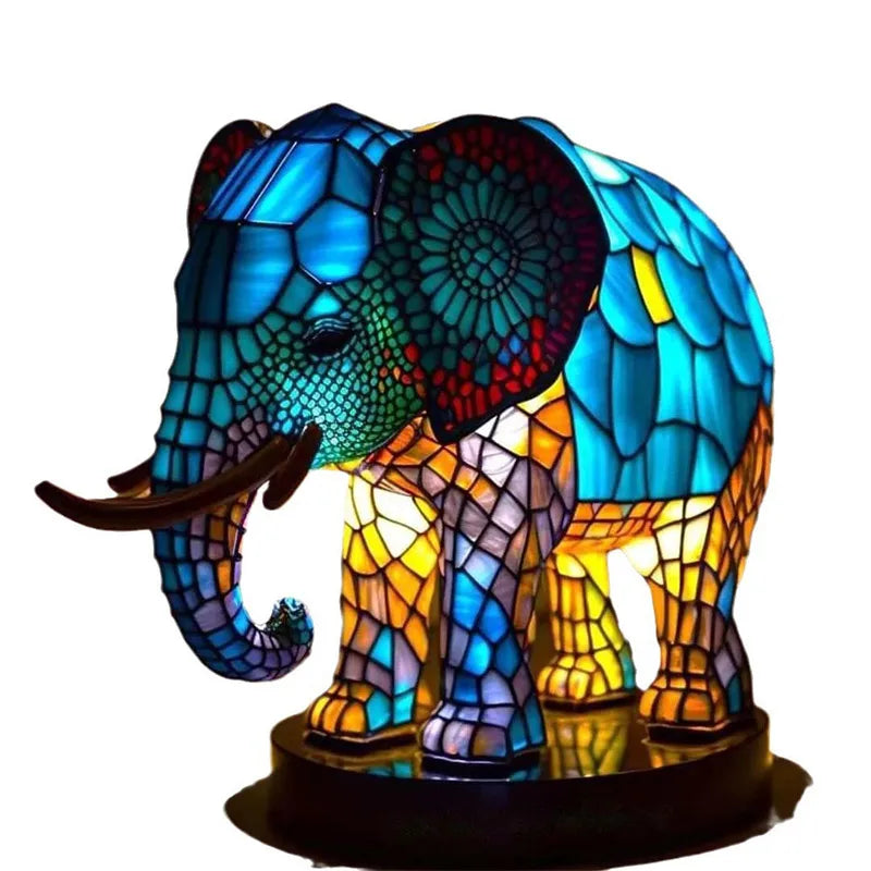 15cm Animal Resin Stained Glass Table Lamp Ornament Mermaid Sheep Owl Sea Turtle Lion Cat Whale Dragon Home Ornament