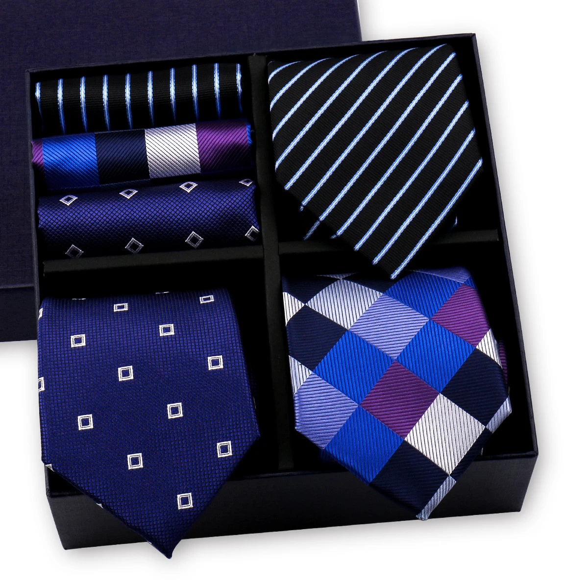 Luxury Men's Tie 3 Sets In Gift Box Paisley Striped Necktie Handkerchief For Men Gravata Wedding Formal Clothing Accessories