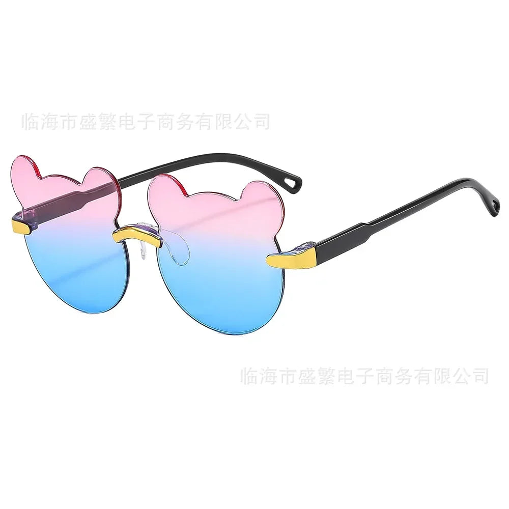 Kids Sun Sunglasses Bear Shape Children Glasses Trendy Girls Cartoon Eyeglasses Shades Driver Anti-Glare Boys Cartoon Sunglasses