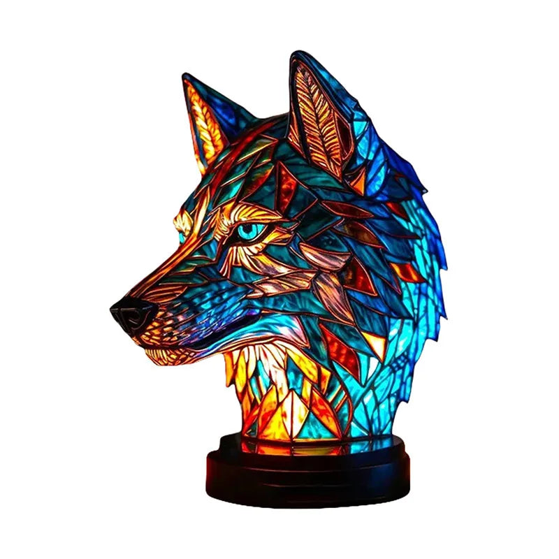 15cm Animal Resin Stained Glass Table Lamp Ornament Mermaid Sheep Owl Sea Turtle Lion Cat Whale Dragon Home Ornament