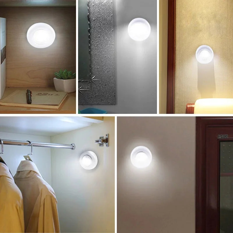 1/2/3/5Pcs LED Mini Touch Night Light Battery Powered Closets Furniture Bedroom Bedside Hand Press Night Lamps Kitchen Lighting