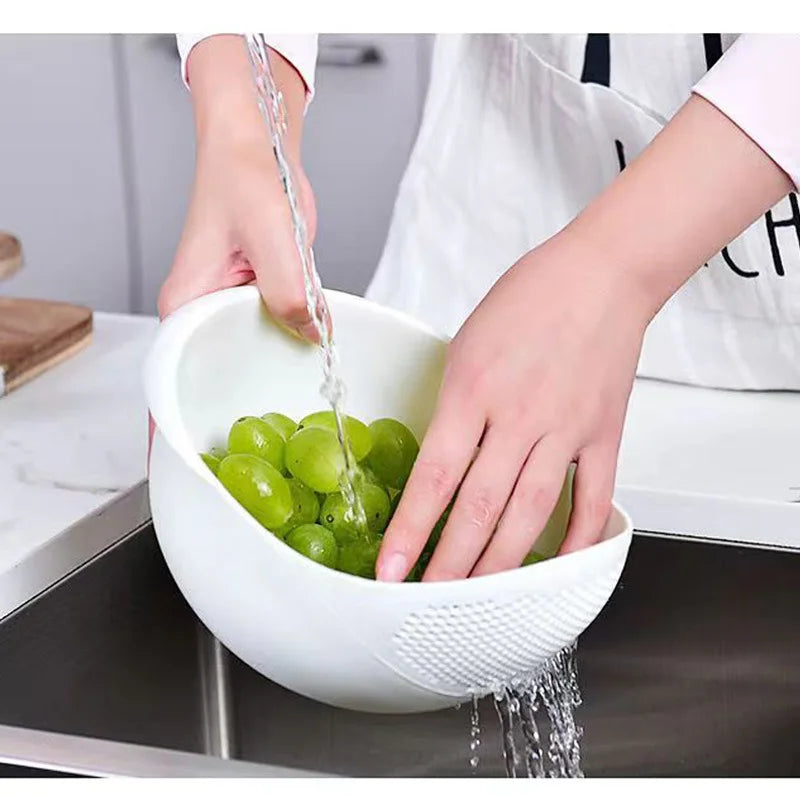 1pc Rice Bowl Drain Basket Kitchen Multi-purpose Rice Washing Machine Fruit Bowl Washing Drain Basket With Handle Home Organizer