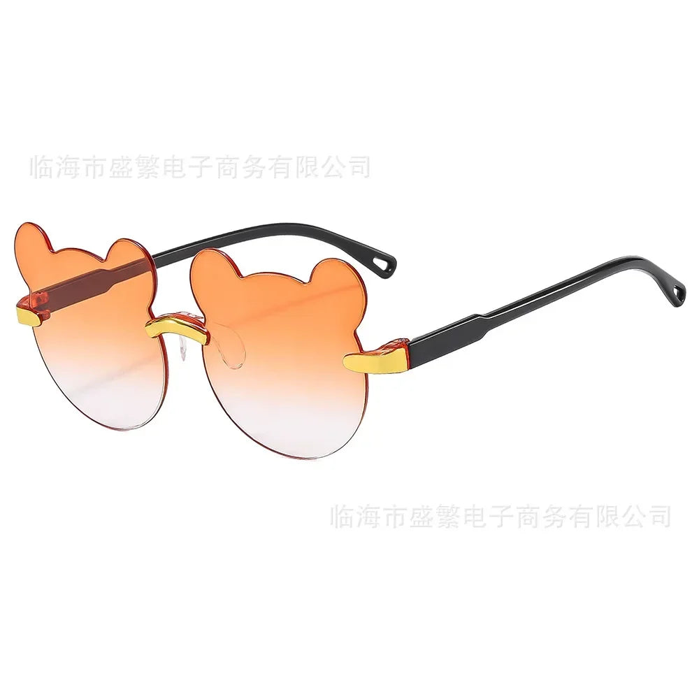 Kids Sun Sunglasses Bear Shape Children Glasses Trendy Girls Cartoon Eyeglasses Shades Driver Anti-Glare Boys Cartoon Sunglasses