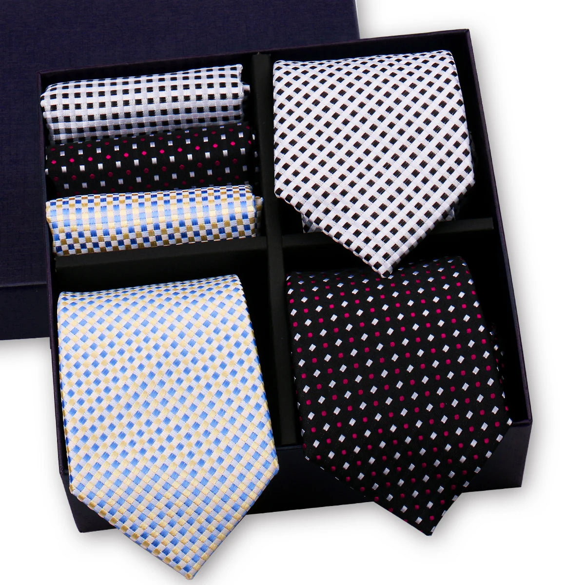 Luxury Men's Tie 3 Sets In Gift Box Paisley Striped Necktie Handkerchief For Men Gravata Wedding Formal Clothing Accessories