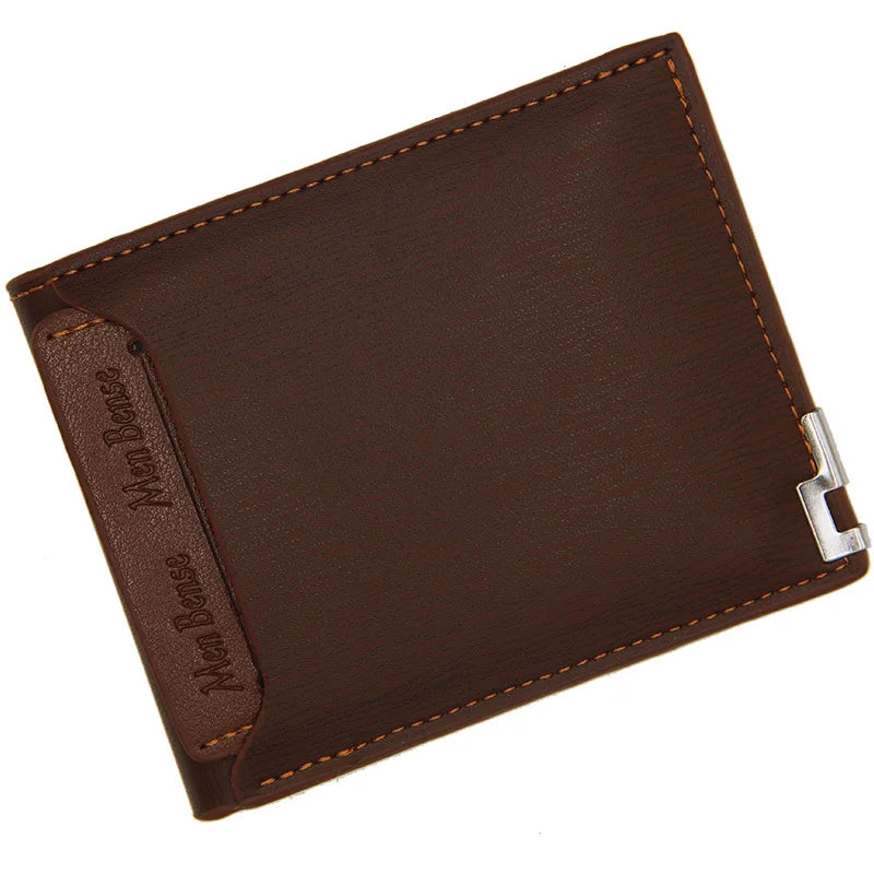 Fashion Men's	Wallet PU Leather Short Card Holder Purse for Men Luxury Designer Billfold Male Portable Small Cardholder Wallets