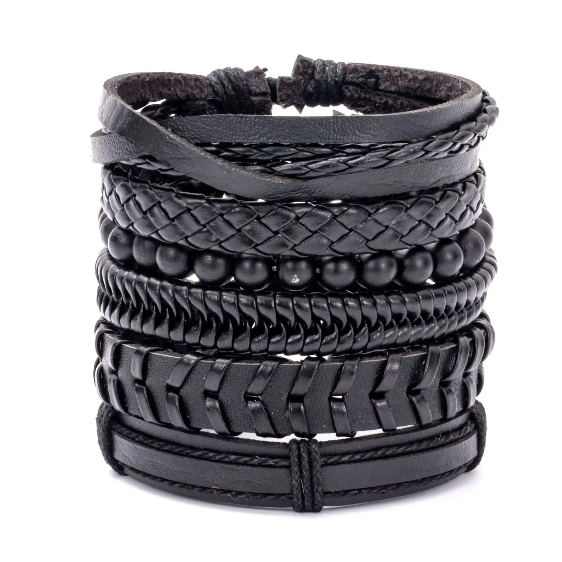 1 Fashion Bracelet Viking  Bracelet For Men Hand Bracelets Woven Skull Hand Jewelry Adjustable Leather Set Bracelet For Leather