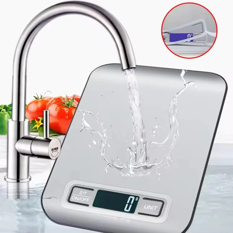 Digital Kitchen Scale LED Display 5kg/1g Stainless Steel Panel Electronic Scales Home Jewelry Food Snacks Weighing Baking Tools