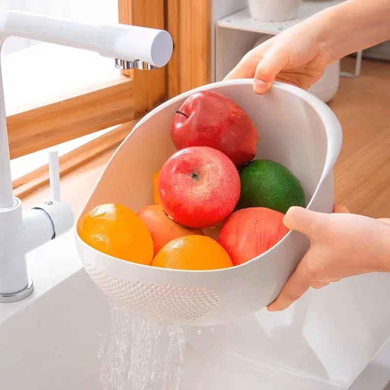 1pc Rice Bowl Drain Basket Kitchen Multi-purpose Rice Washing Machine Fruit Bowl Washing Drain Basket With Handle Home Organizer